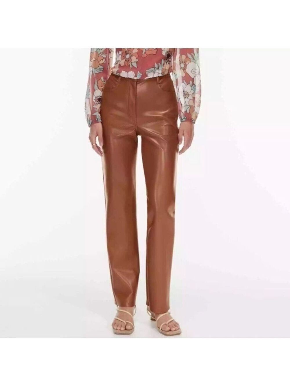 Wilfred brown The Melina vegan leather patina pant Size 6